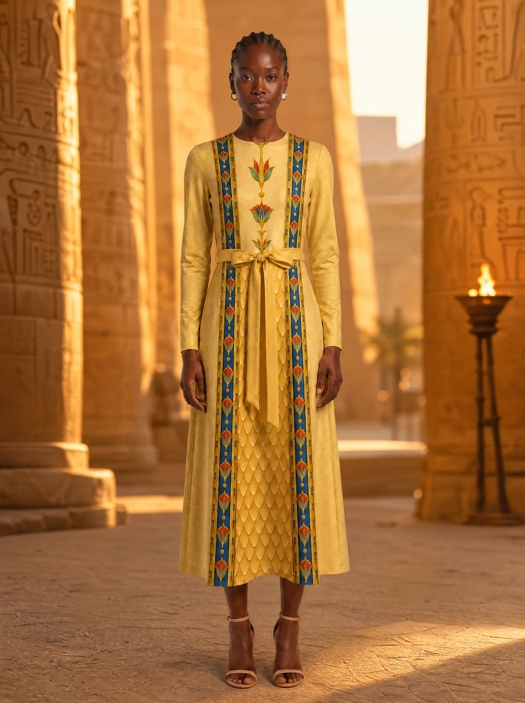 "Egyptian Queen" Long Sleeve Midaxi Dress
