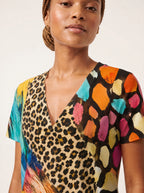 "Fahari" V Neck Midi Dress — on model