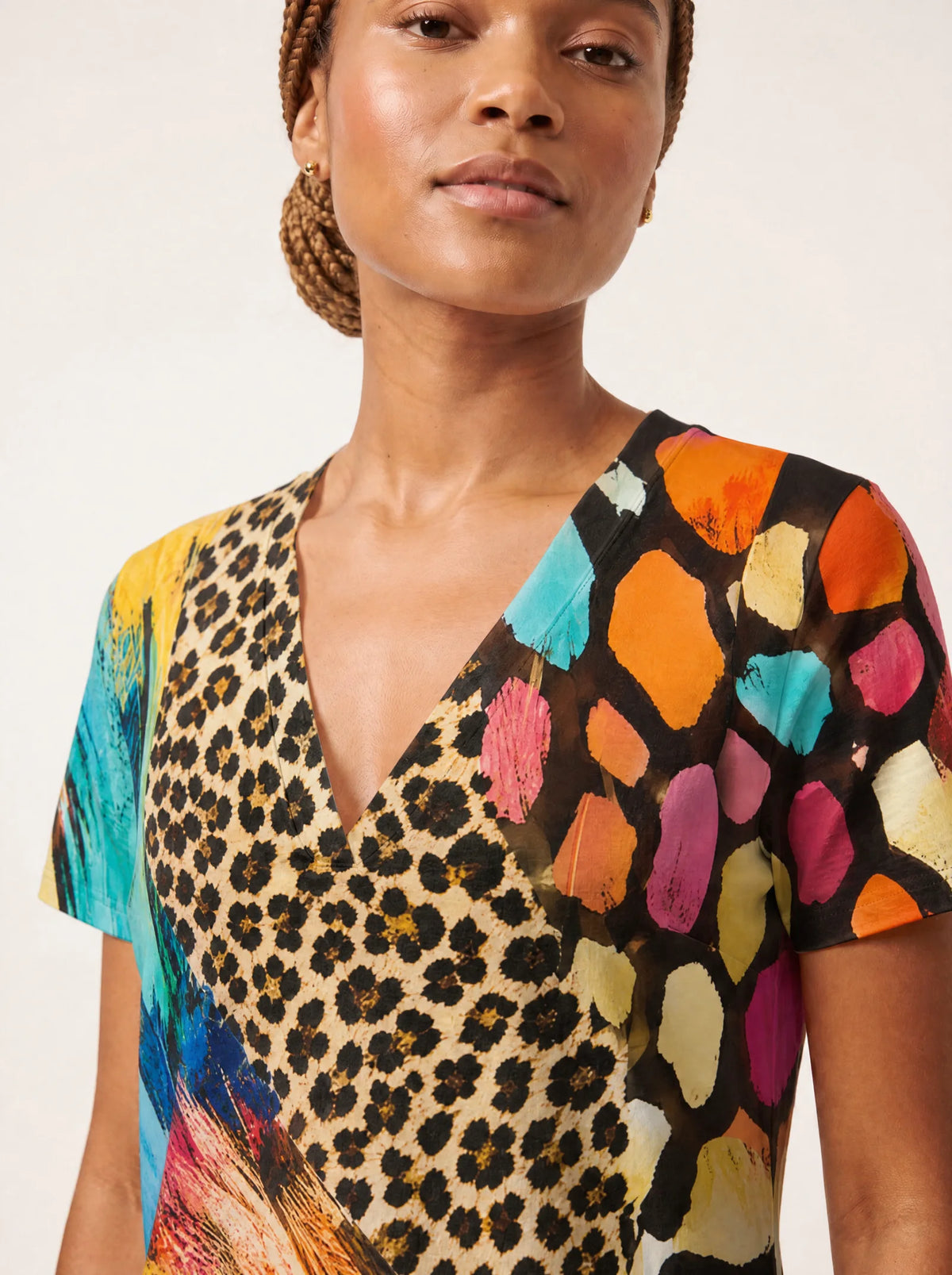 "Fahari" V Neck Midi Dress — on model