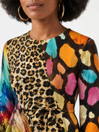 "Fahari" Long Sleeve Midaxi Dress — close-up of the round neckline and long sleeve