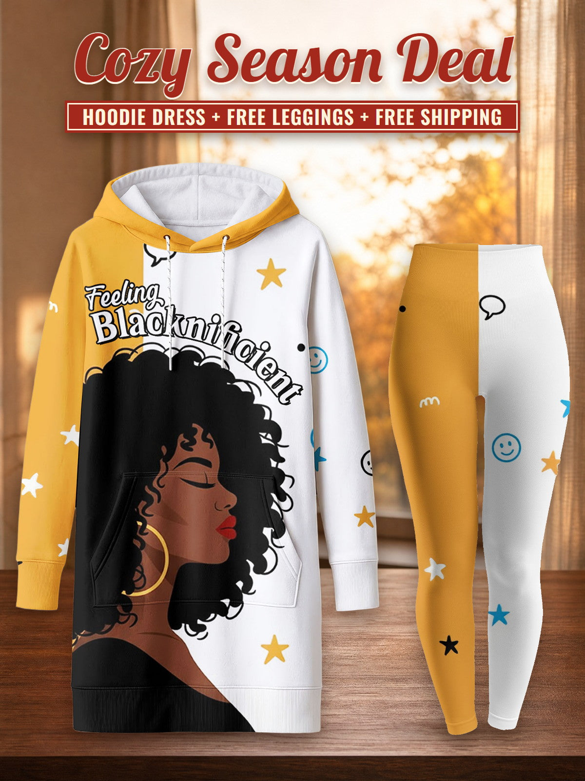 Feeling Blacknificient Hoodie Dress & leggings Deal – Cozy Season Deal: hoodie dress + free leggings + free shipping