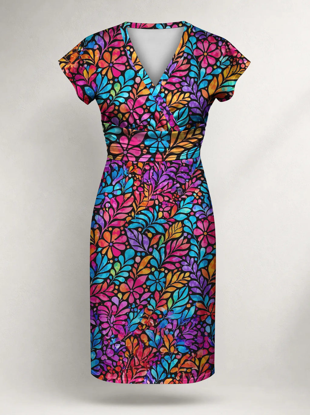 "Rangi" Cap Sleeve Midi Dress — flat design, front