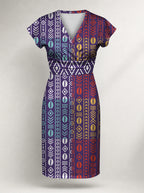 "Oshun Zamani" Cap Sleeve Midi Dress — flat design, front