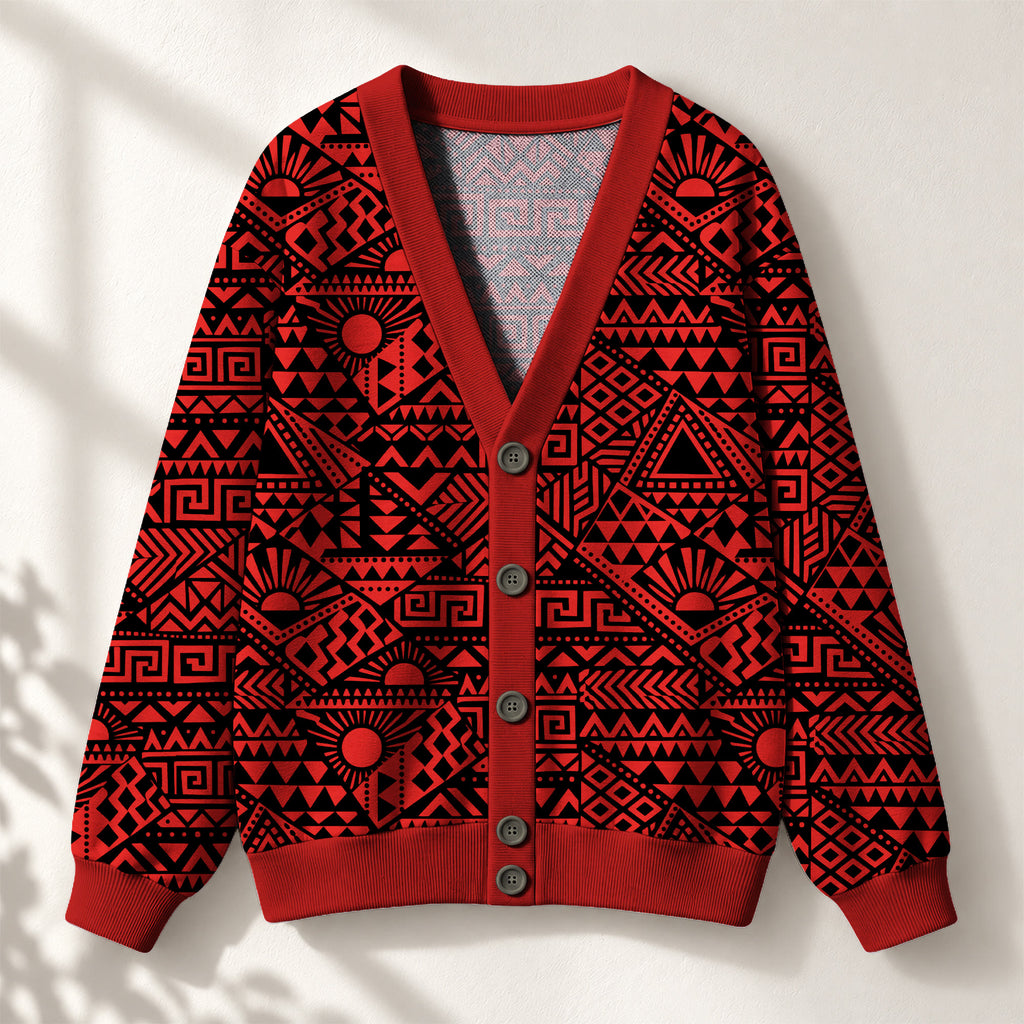"Shaka" Burgundy Knitted Cardigan — front view