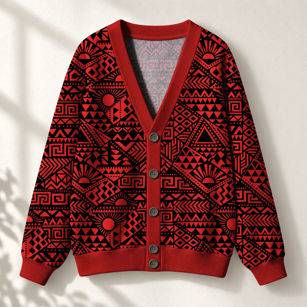 "Shaka" Burgundy Cardigan — front view