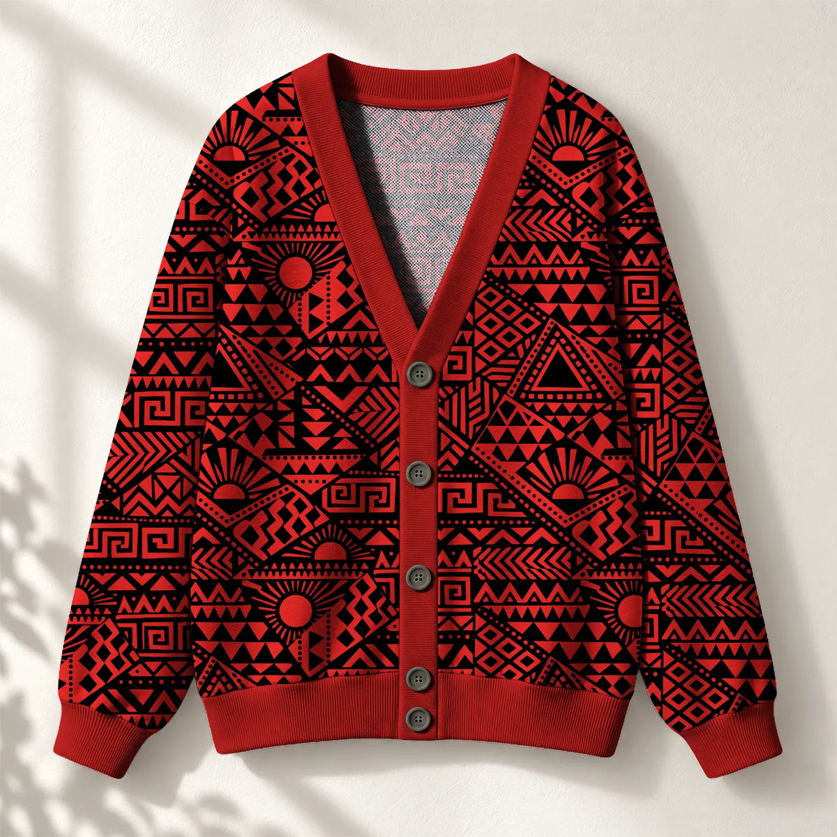 "Shaka" Burgundy Cardigan — front view