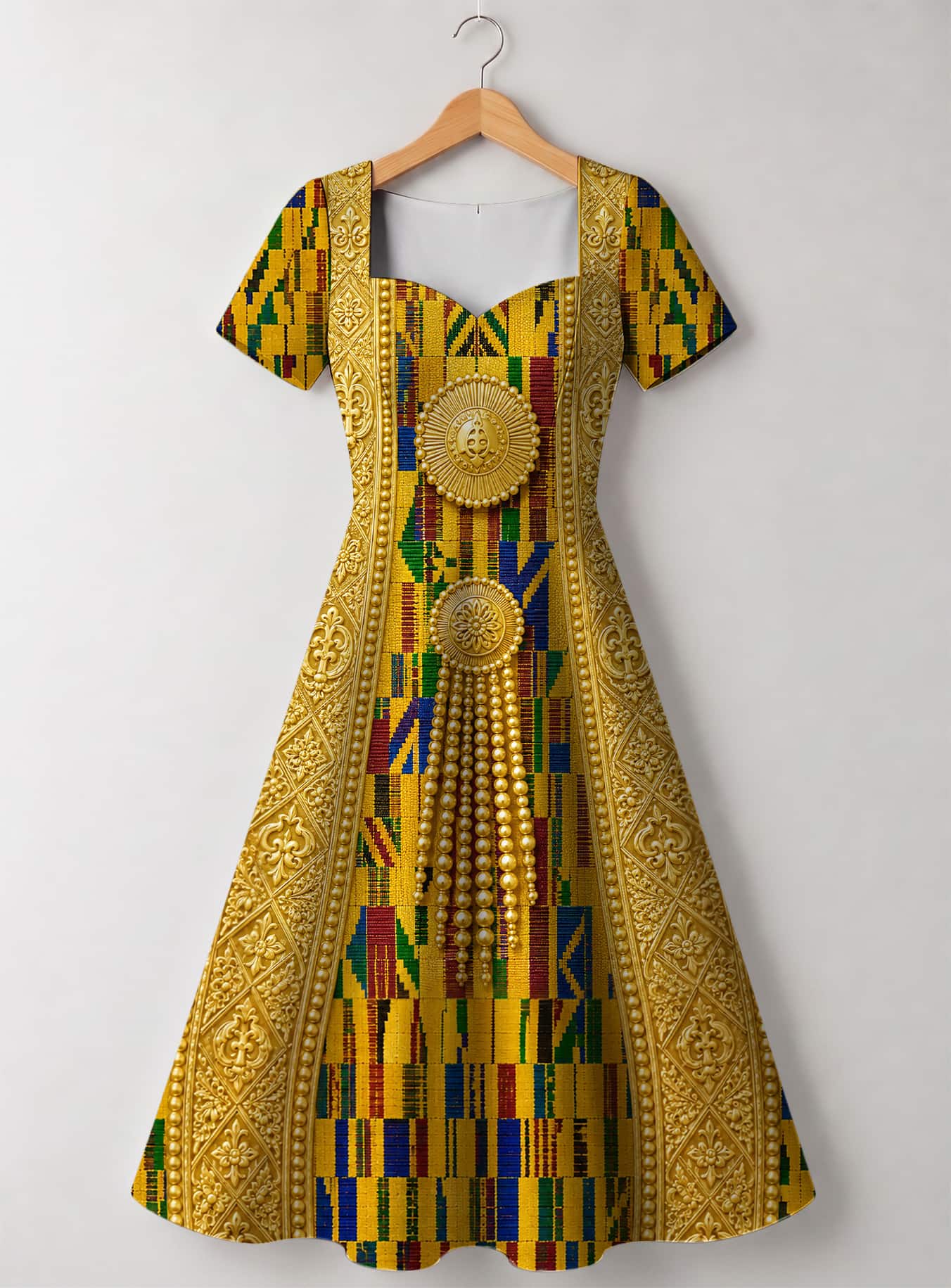 "Kente" Sweetheart Midi Dress
