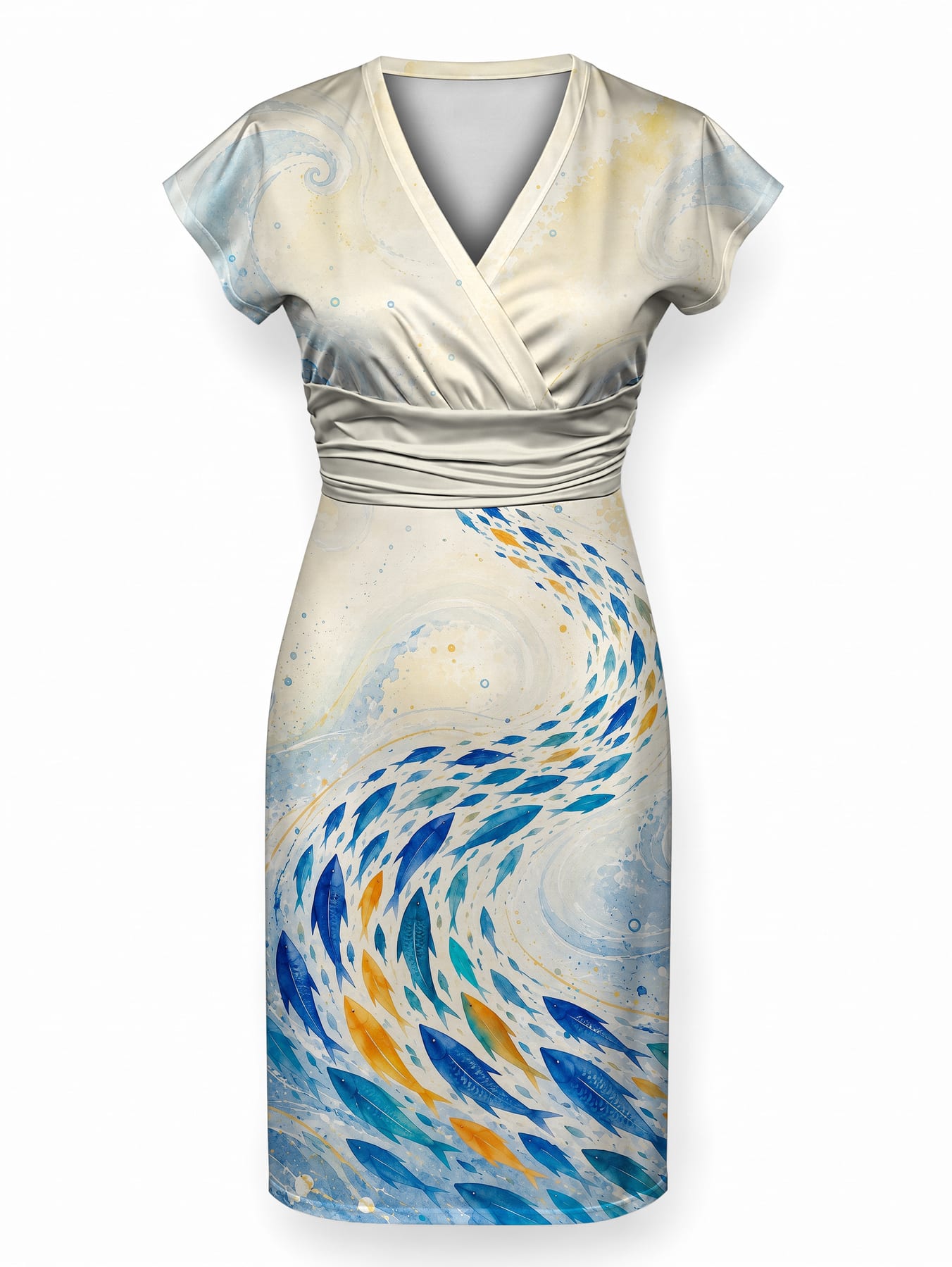 "Samaki" Cap Sleeve Midi Dress