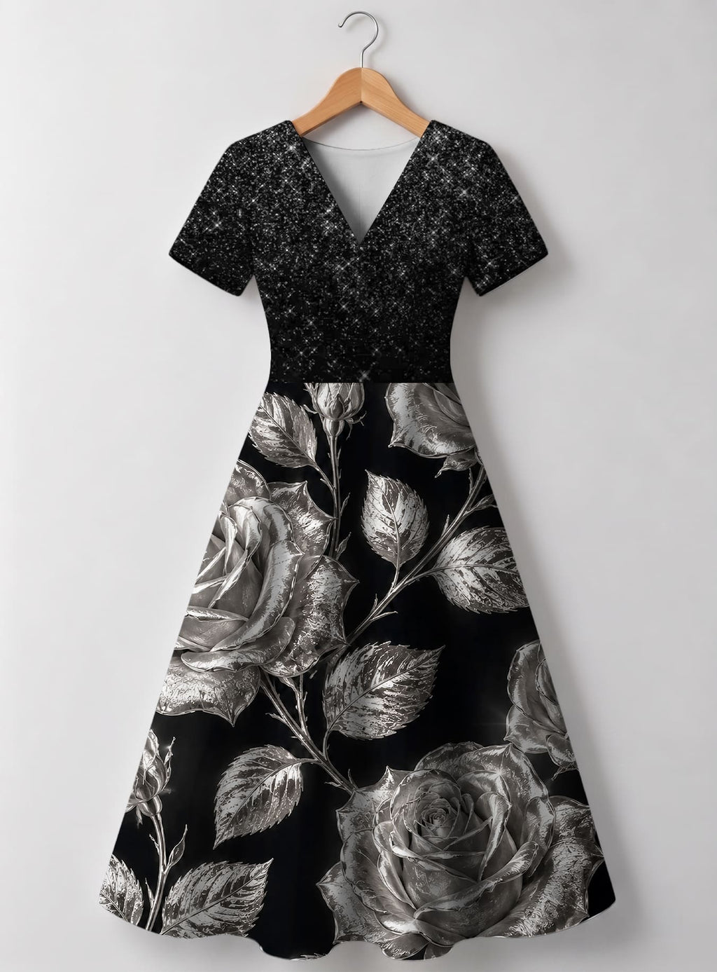 "Usiku" V Neck Midi Dress