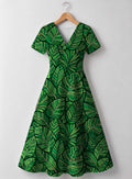 "Asili Emerald" V Neck Midi Dress Promo