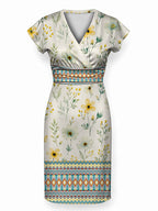 "Alizeti" Cap Sleeve Midi Dress