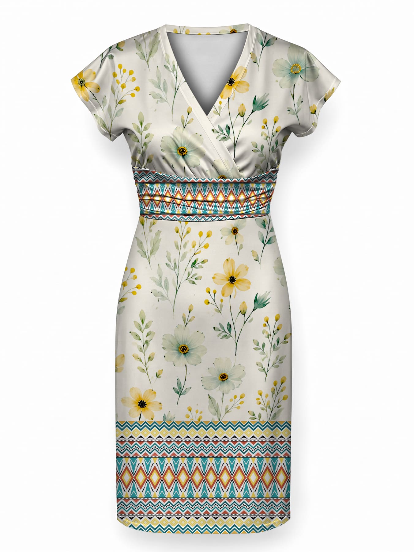 "Alizeti" Cap Sleeve Midi Dress