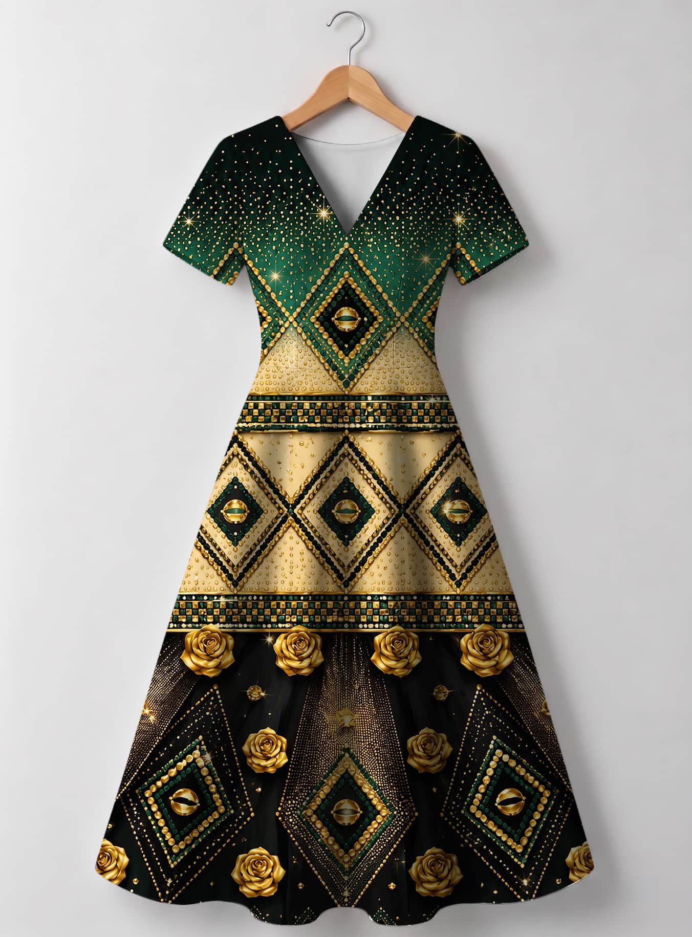 "Kifalme" V Neck Midi Dress