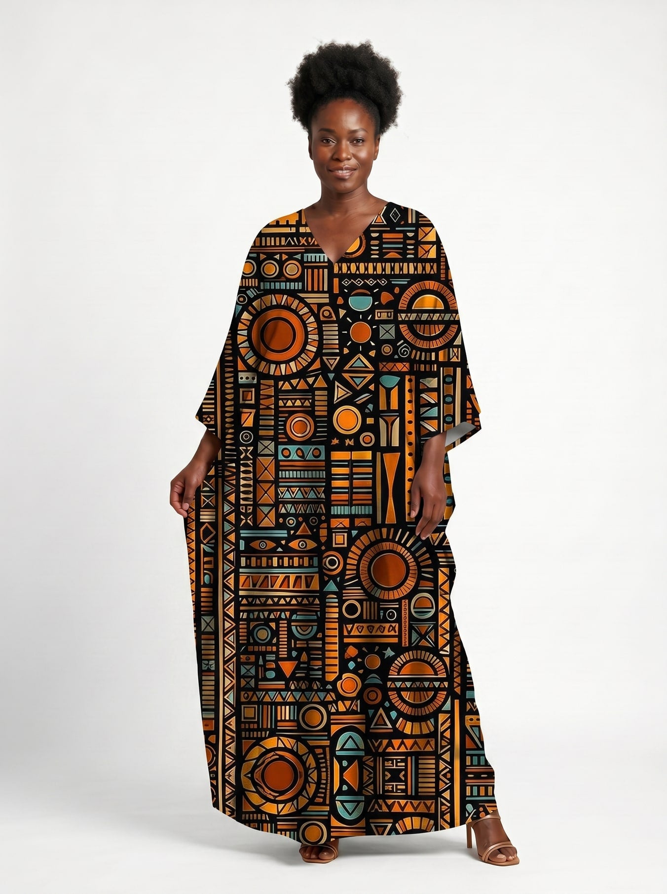 Afrocentric Pattern Kaftan Dress