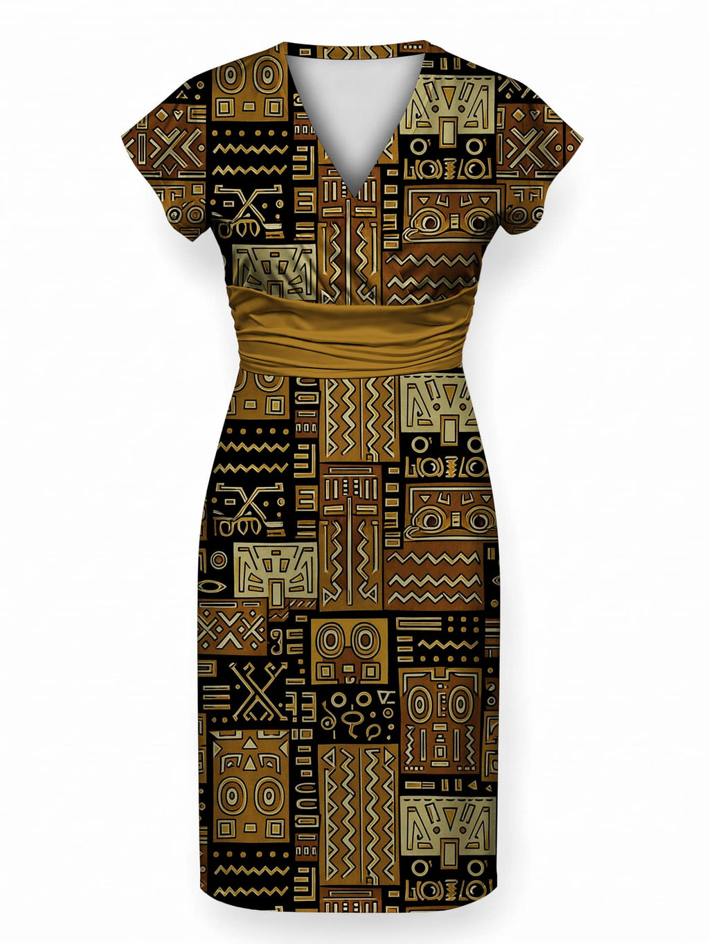 "Sankofa" Cap Sleeve Midi Dress