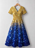 "Angaza" V Neck Midi Dress