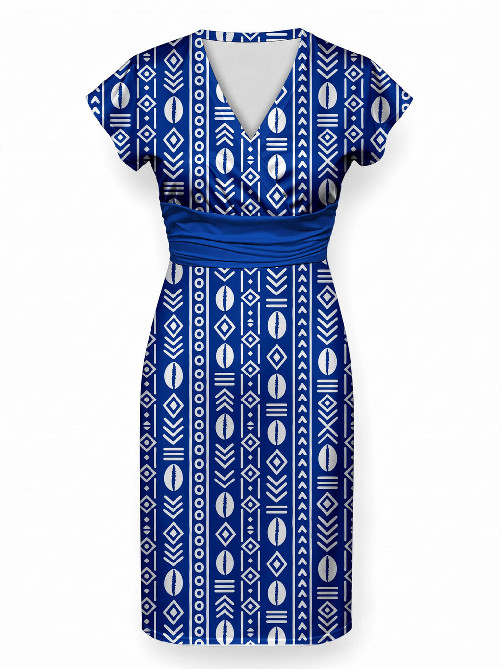 "Oshun Royal Blue" Cap Sleeve Midi Dress