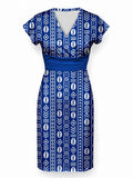 "Oshun Royal Blue" Cap Sleeve Midi Dress