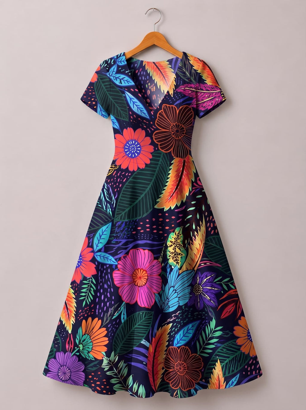 "Bustani" Short Sleeve Maxi Dress