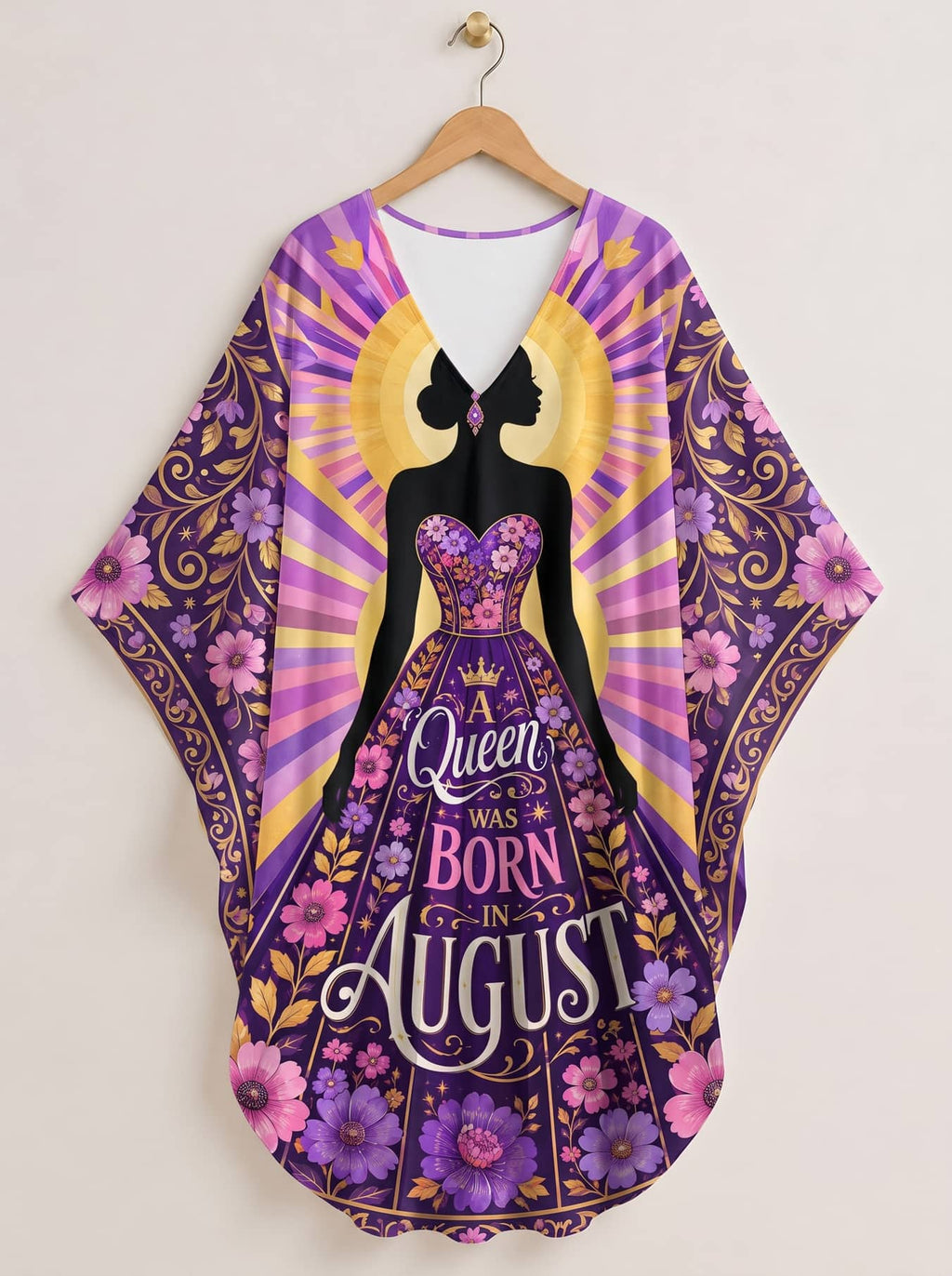 "August Queen Purple Bloom" Kaftan Dress