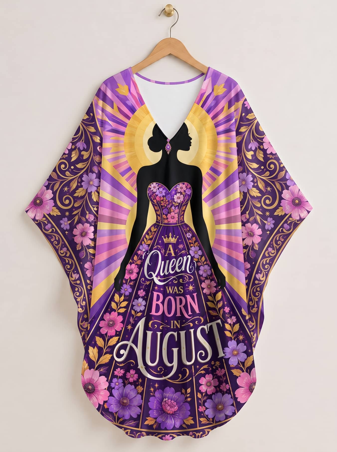 "August Queen Purple Bloom" Kaftan Dress