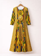 "Kente" Long Sleeve Maxi Dress