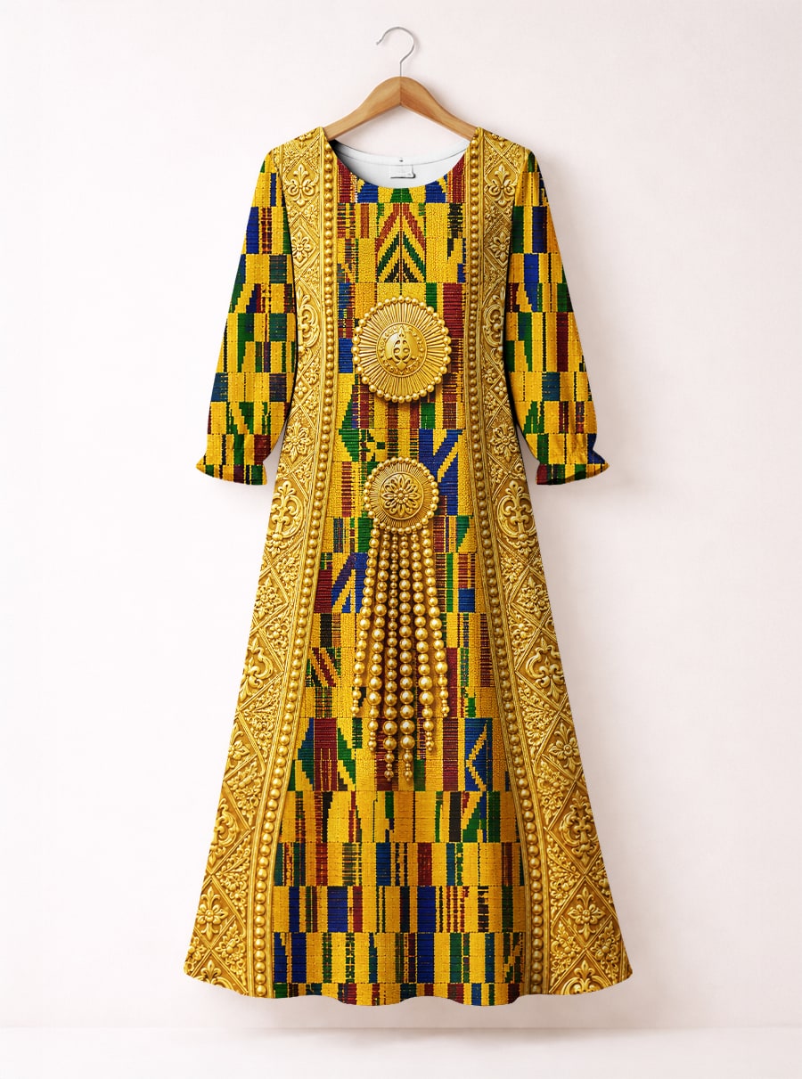 "Kente" Long Sleeve Maxi Dress