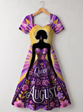 "August Queen Purple Bloom" Sweetheart Midi Dress