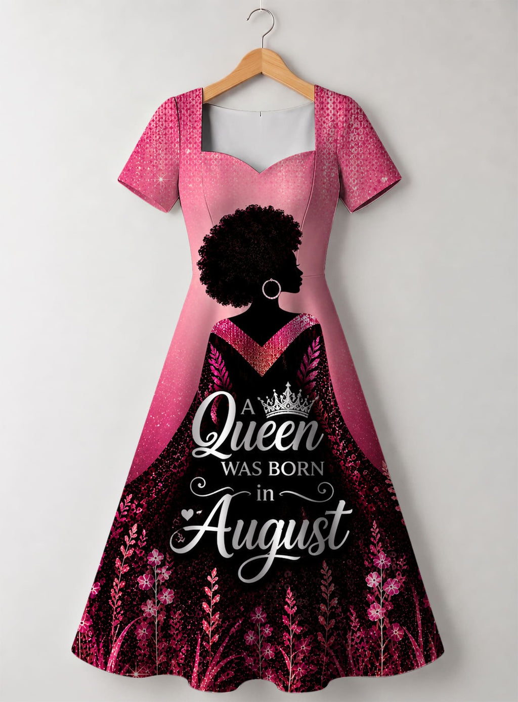 "August Queen Pink" Sweetheart Midi Dress