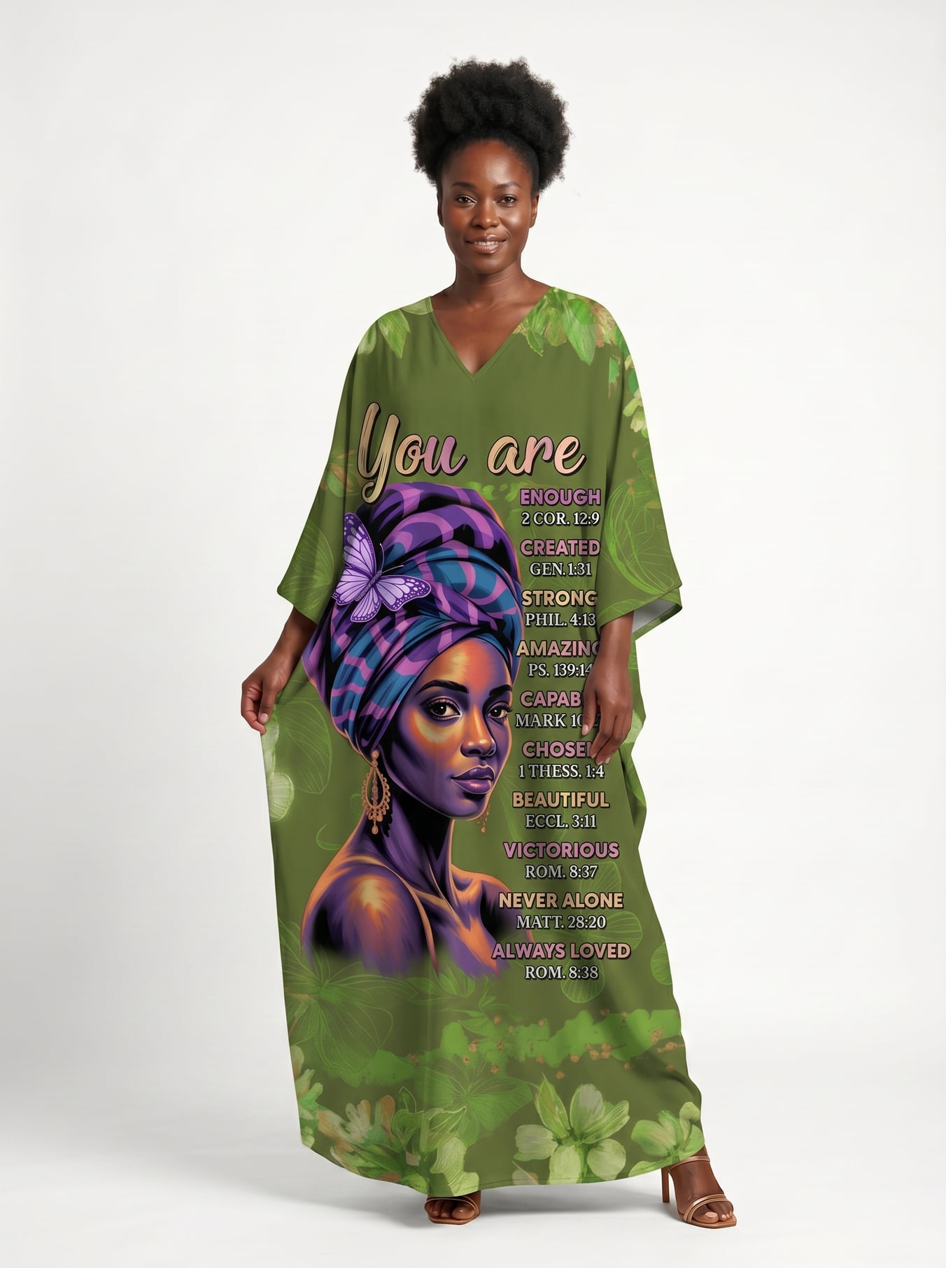 Green Orchid Kaftan Dress