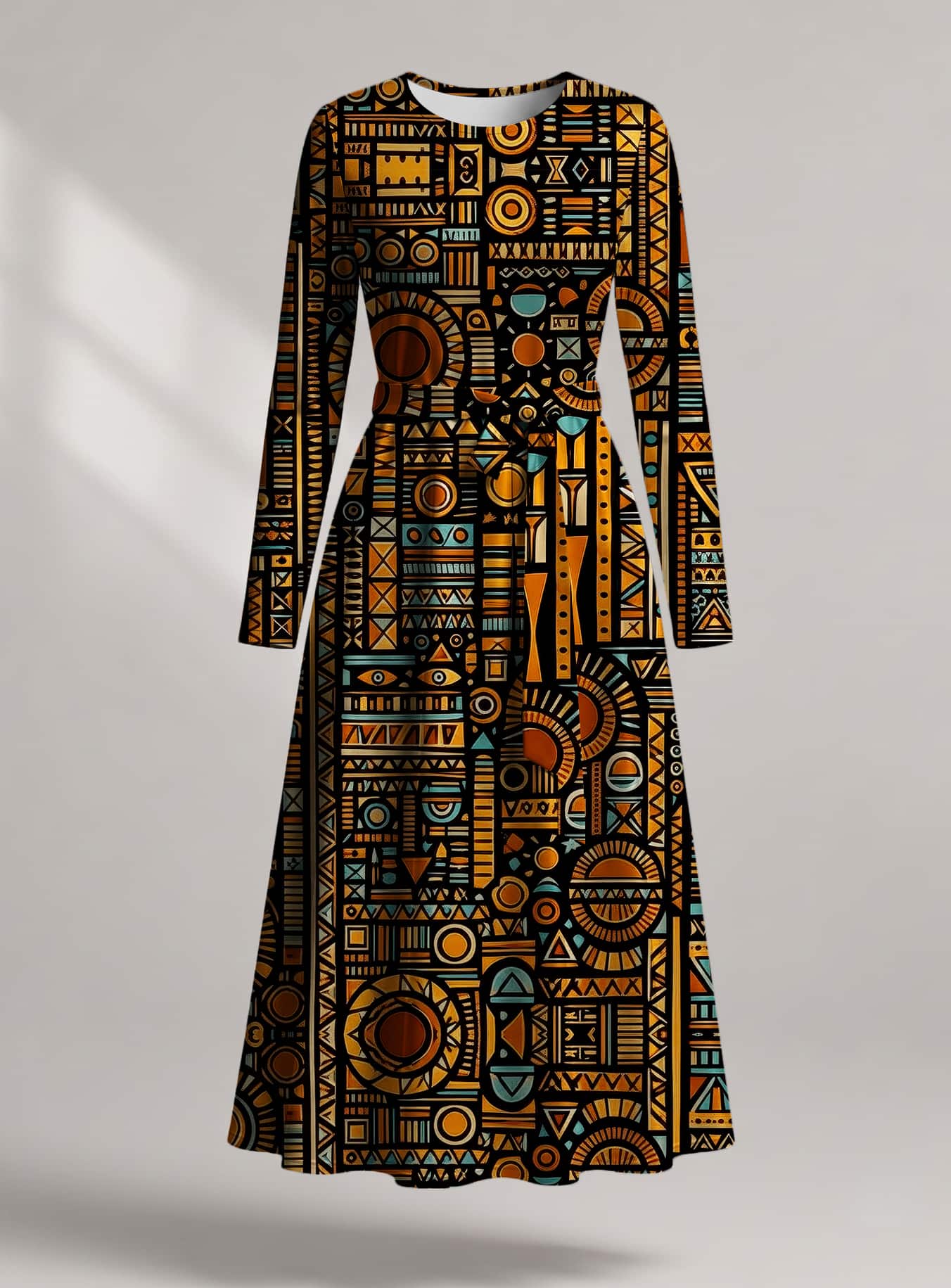 "Afrocentric Pattern" Viscose Midi Dress