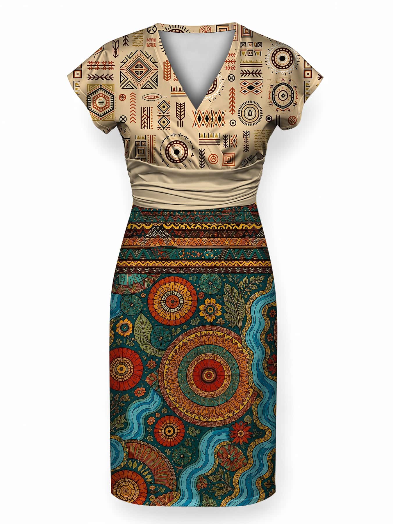 "Mto" Cap Sleeve Midi Dress