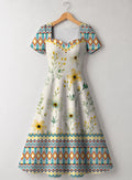 "Alizeti" Sweetheart Midi Dress