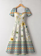 "Alizeti" Sweetheart Midi Dress