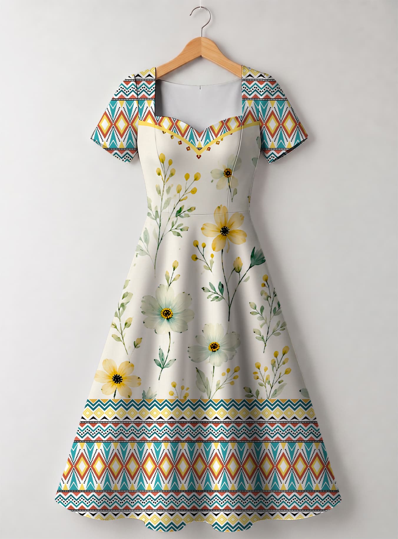 "Alizeti" Sweetheart Midi Dress