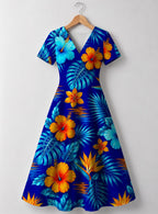"Maua" V Neck Midi Dress