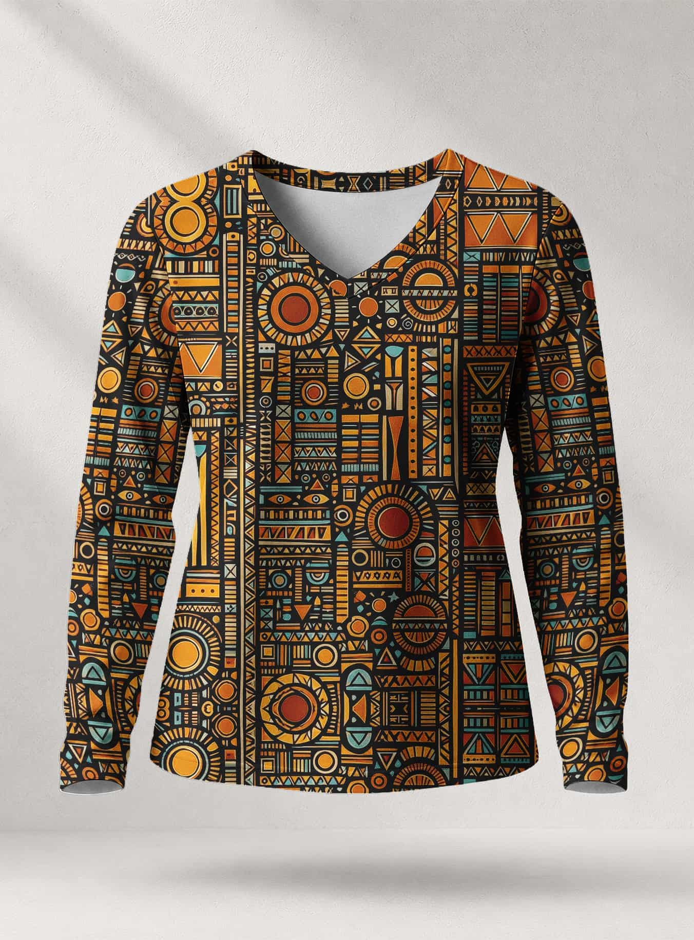 "Afrocentric Pattern" Long Sleeve Shirt