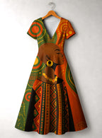 "Malkia" Short Sleeve Maxi Dress