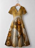 "Shukrani" V Neck Midi Dress