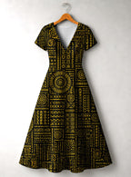 "Lamu" Short Sleeve Maxi Dress