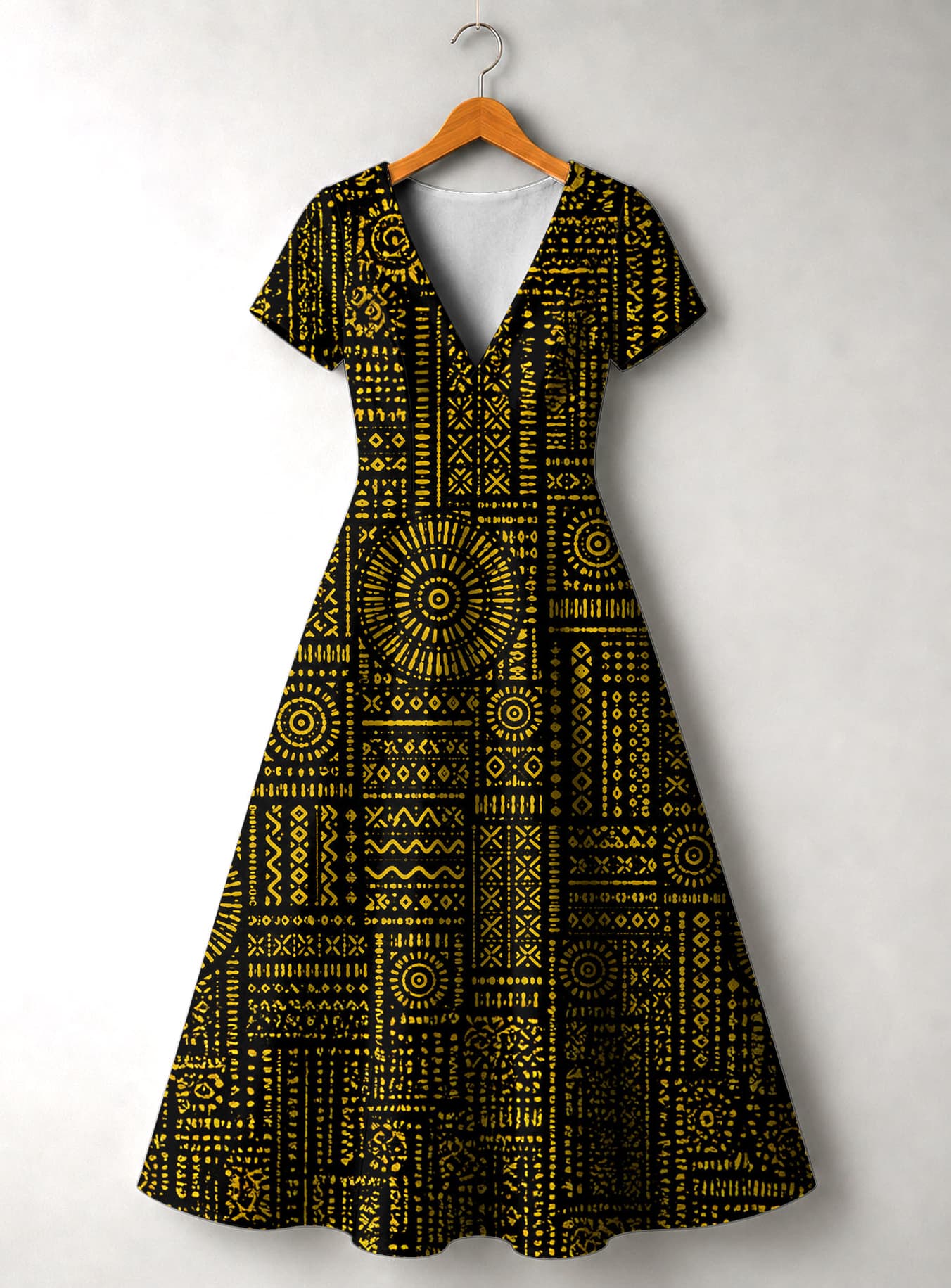 "Lamu" Short Sleeve Maxi Dress