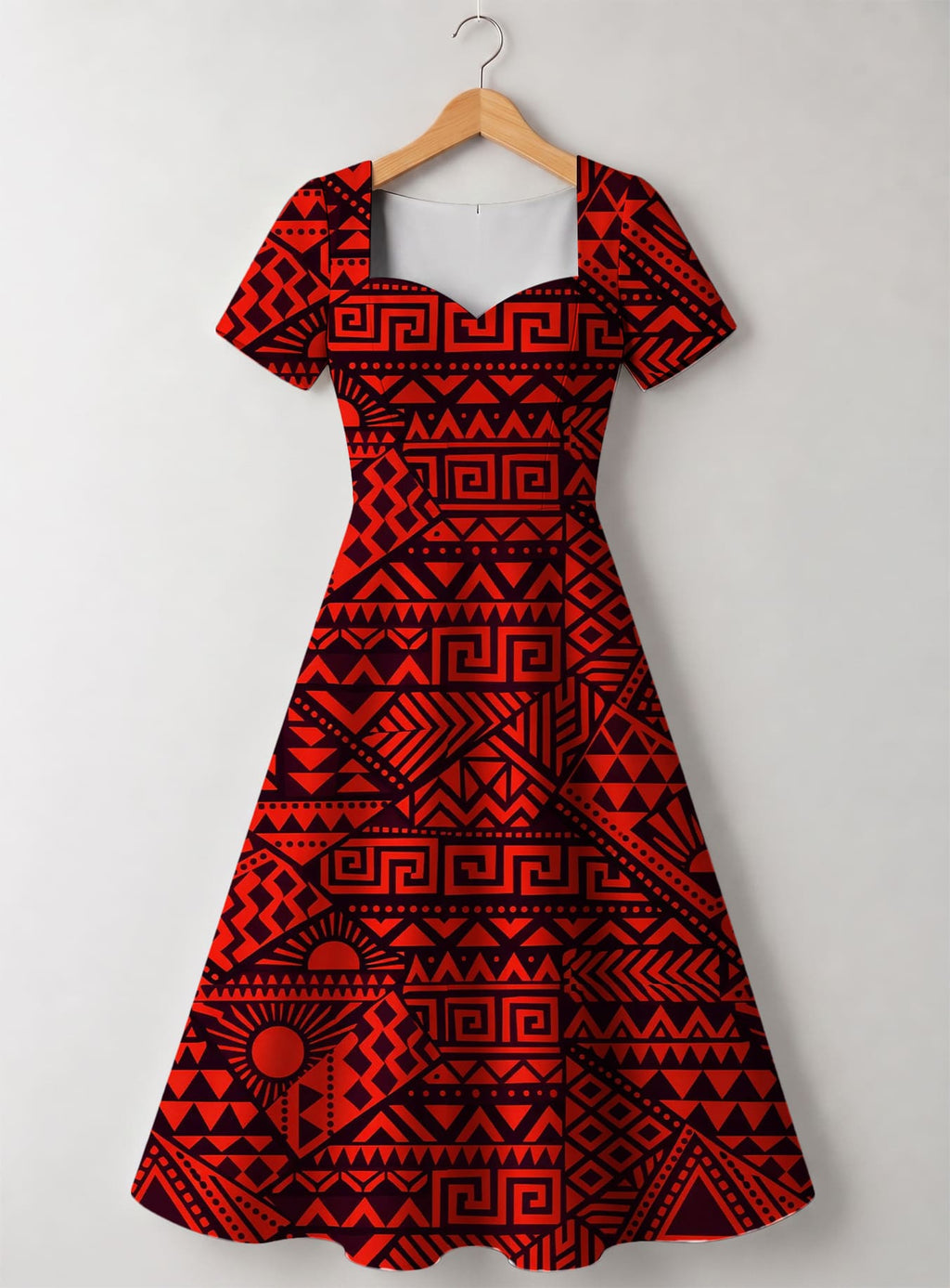 "Shaka Burgundy" Sweetheart Midi Dress