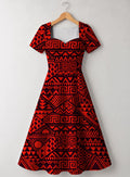 "Shaka Burgundy" Sweetheart Midi Dress