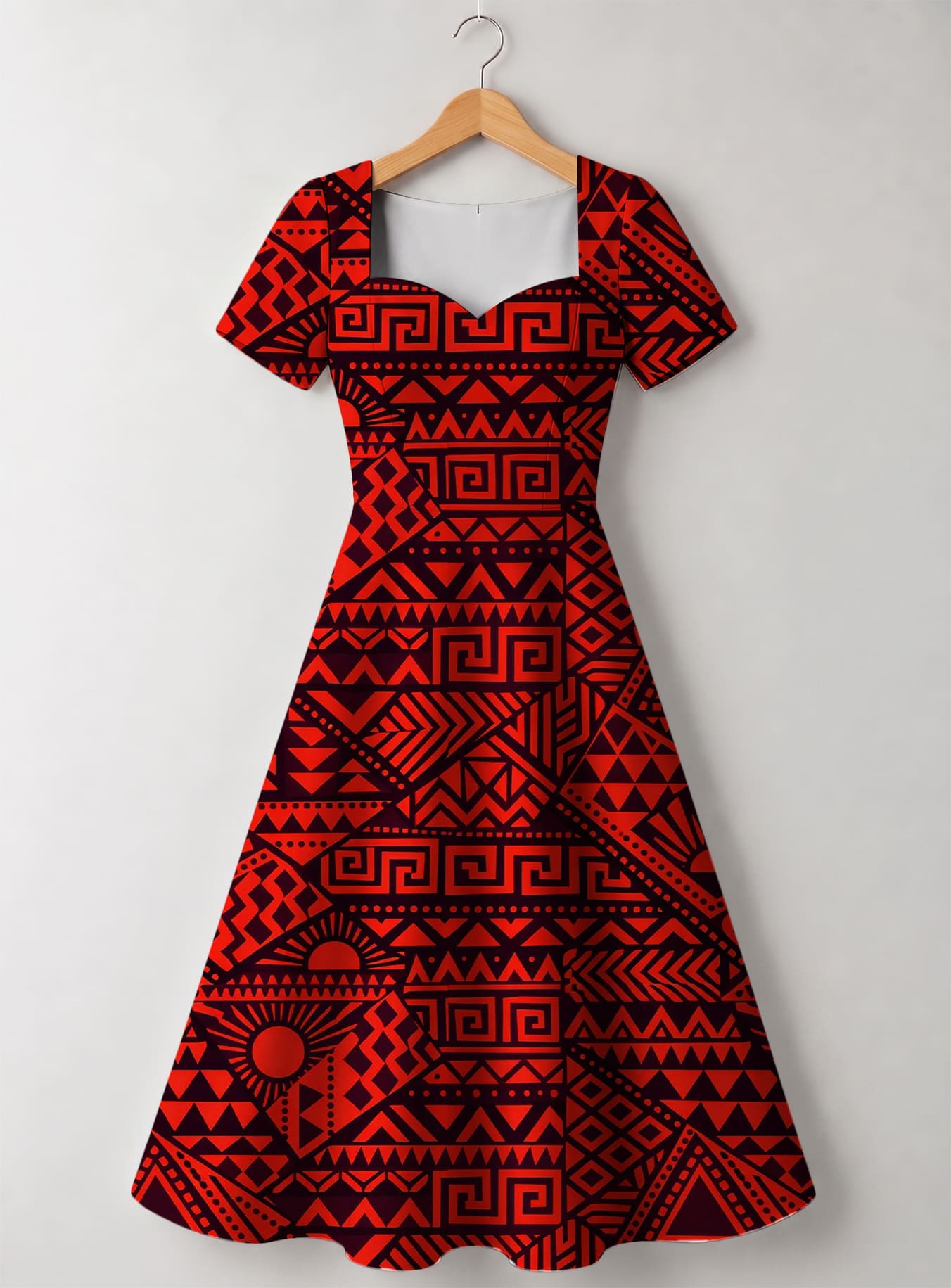 "Shaka Burgundy" Sweetheart Midi Dress
