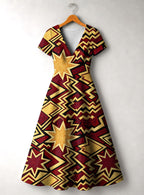 "Burgundy Sheba" Short Sleeve Maxi Dress