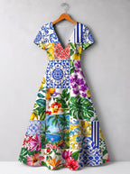 "Kisiwa" Short Sleeve Maxi Dress