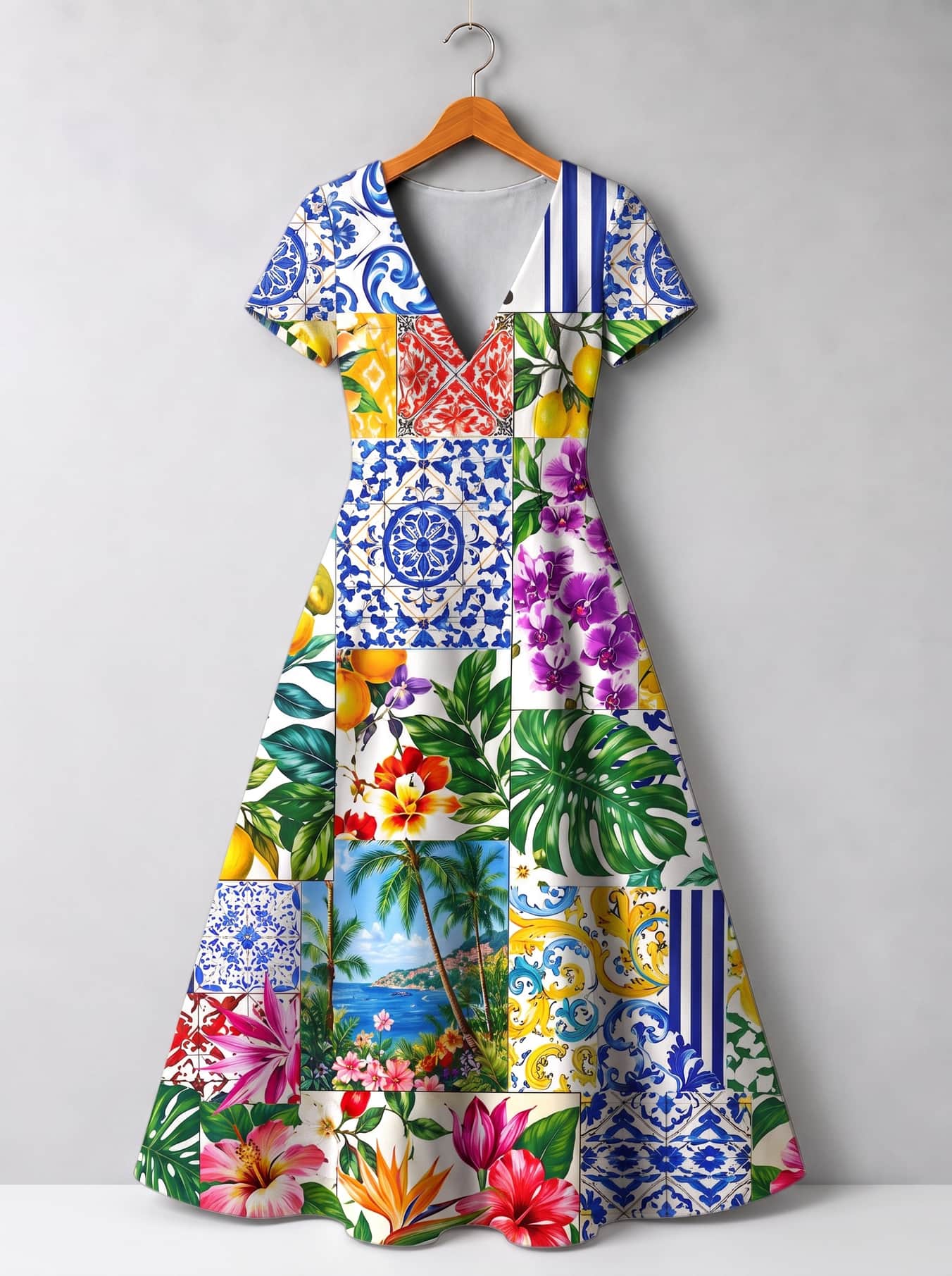 "Kisiwa" Short Sleeve Maxi Dress