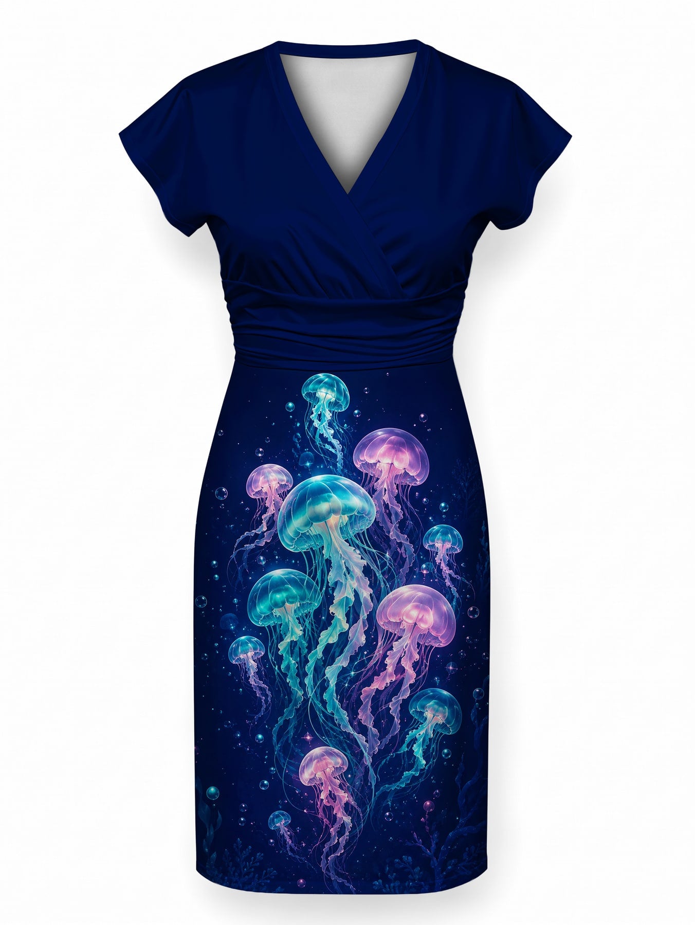 "Bahari" Cap Sleeve Midi Dress