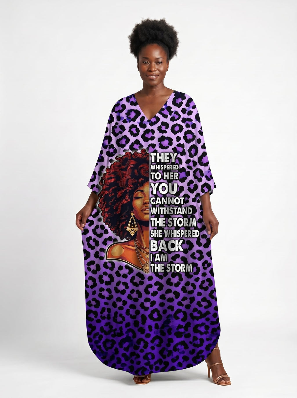 "Unstoppable" Amethyst Leopard Kaftan Dress Promo