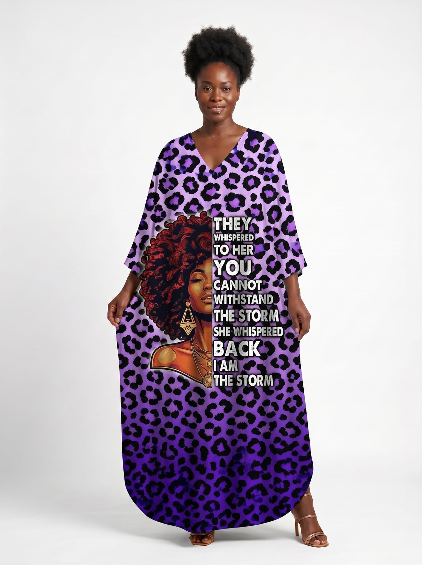 "Unstoppable" Amethyst Leopard Kaftan Dress